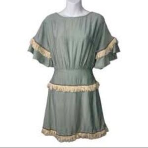 Indikah XS NWT lt green/pistachio open-back lined dress